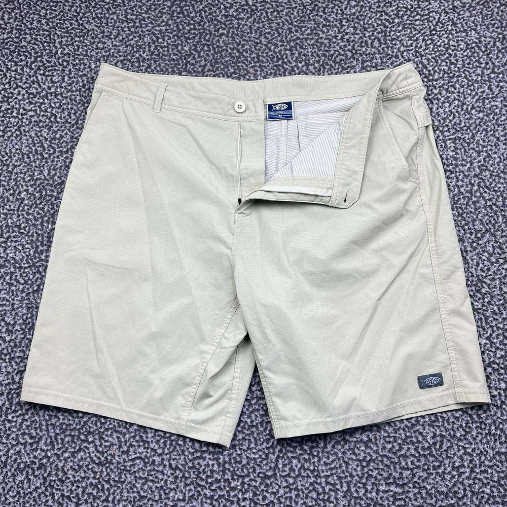 AFTCO Fishing Shorts Men 42 Khaki Ripstop Pocket Outdoor